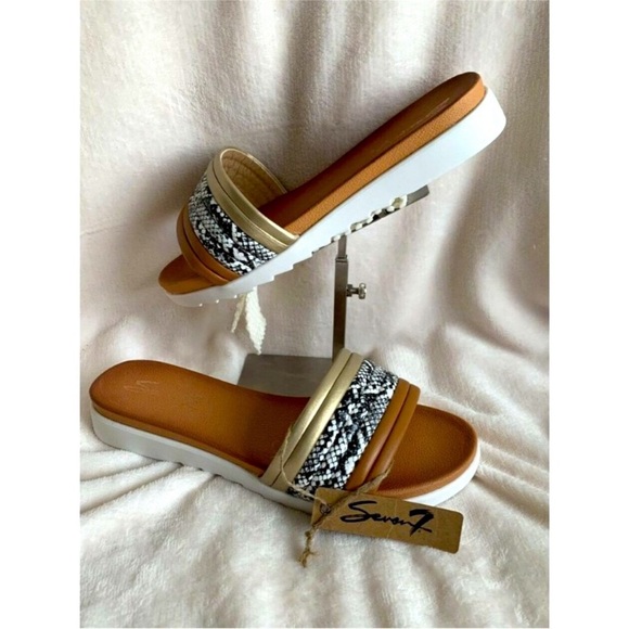 NWT SEVEN7 BoHo Pearly Slide Sandals - Picture 2 of 7